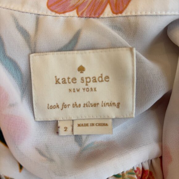 Kate Spade Picnic Perfect Blossom Fluid Floral Shirtdress  Preppy Summer Size 2 - Picture 15 of 16